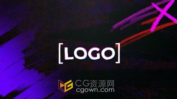 动态故障抖动和半色调效果LOGO动画-AE模板