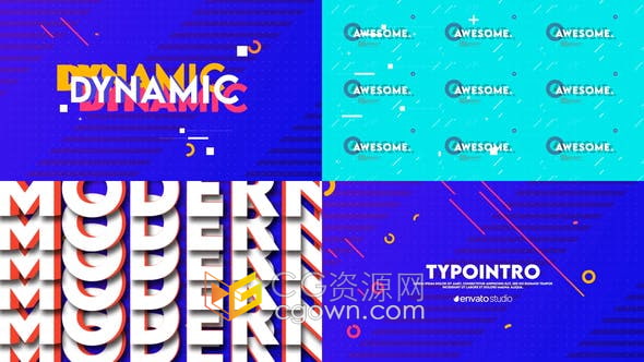 AE模板-Typo Intro创意文字动态排版设计元素vlog介绍视频片头