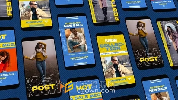 5个时尚主题垂直设计社交媒体宣传短视频-AE模板