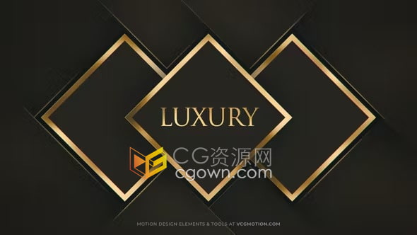Ae背景模板-20个金色边框几何图形高档豪华平面动画背景