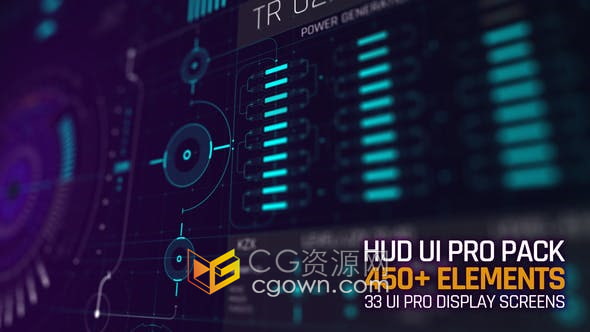 AE模板-HUD UI Pro复仇者联盟HUD显示屏450多个元素动画视频