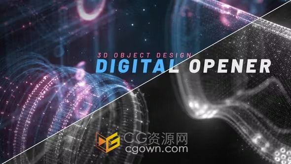 AE模板-3D粒子数码产中模型背景数字科技开场标题介绍