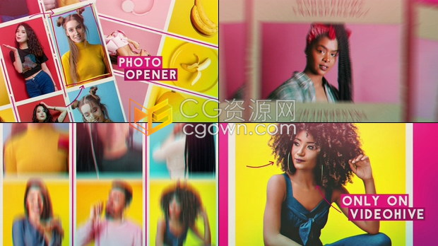 4K分辨率彩色照片新鲜设计风格时尚视频开场介绍片头-AE模板