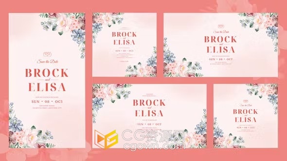 AE模板-大气阳光花卉动画唯美婚礼请柬开业宴会活动邀请函