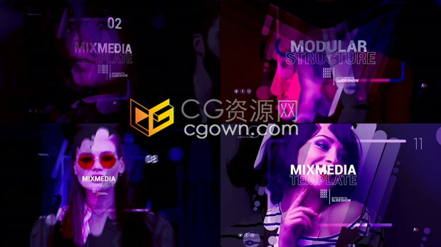 适合汽车企业建筑餐厅科技时尚体育广告对角线霓虹灯图形照片文字动画-AE模板