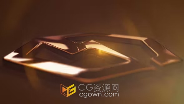 金色反射标志商业公司品牌LOGO动画-AE模板