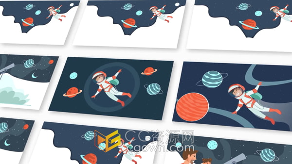 宇航员在太空中飞行宇宙航天员MG动画场景-AE模板