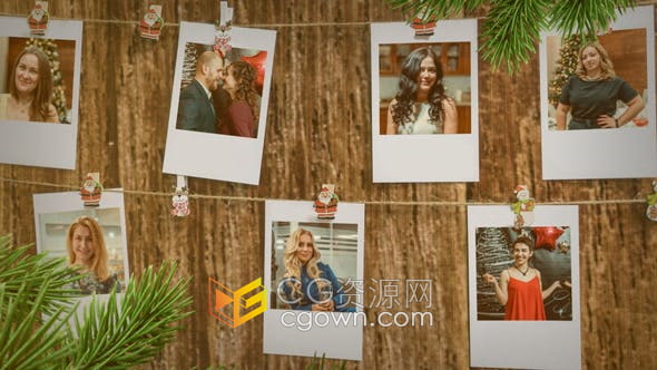 AE模板-圣诞幻灯片圣诞主题活动照片展示动画视频相册