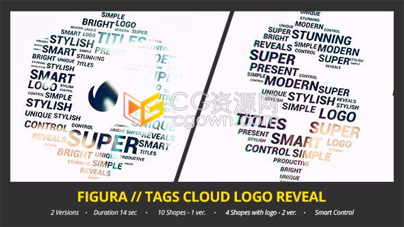 AE模板标签云文字图案效果演绎LOGO视频片头