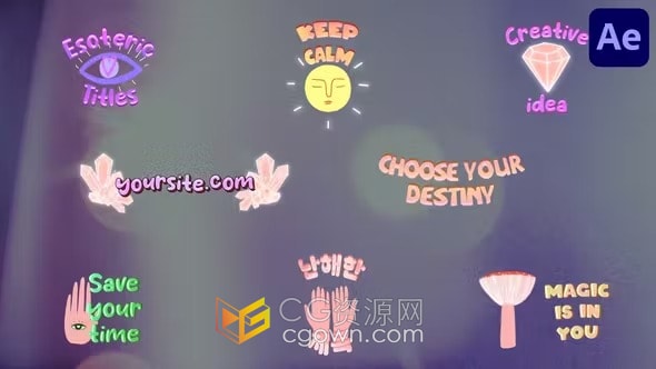 AE模板-卡通神秘占星术魔法相关主题动画标题