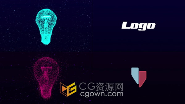 AE模板-粒子动画灯泡创意标志展示工业生活科技LOGO