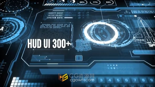 HUD UI Elements 300+触摸屏高科技图形动画视频素材AE模板