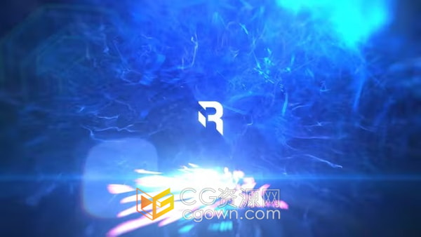 AE模板-彩色光效能量冲击波粒子标志LOGO显示动画