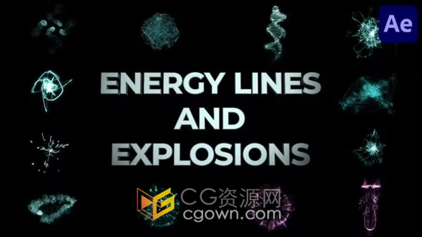 AE模板-Energy Lines And Explosions逼真能量效果爆炸粒子线条特效
