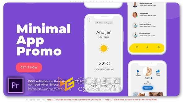 AE与PR模板-App Promo手机应用软件程序介绍宣传展示动画视频