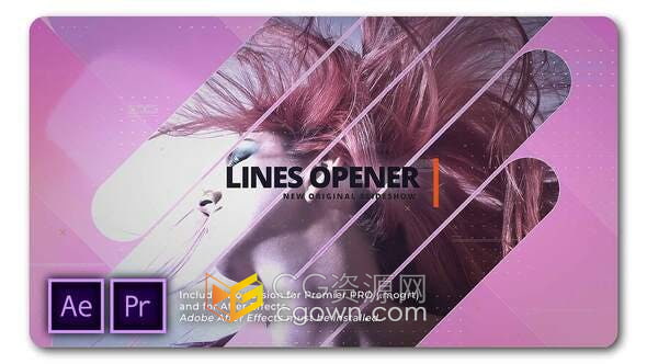 AE与PR模板-条形图形滑动转场时尚宣传片图文动画视频