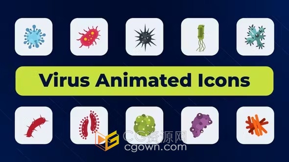 生物医学实验医疗保健病毒动画图标-AE模板