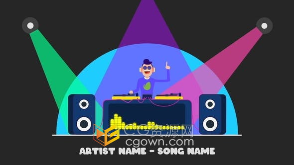 卡通风格After Effects模板DG音乐展示台用于宣传新歌视频动画