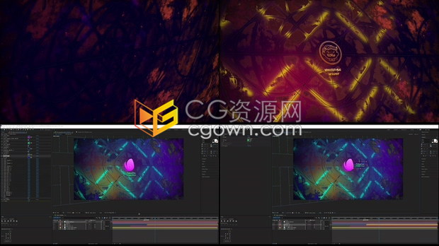 AE模板4K油画颜料画笔乱写线条艺术文字LOGO动画视频片头