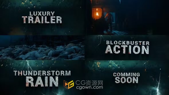 AE模板-ThunderRain Trailer Teaser军事片头战争冒险电影预告片
