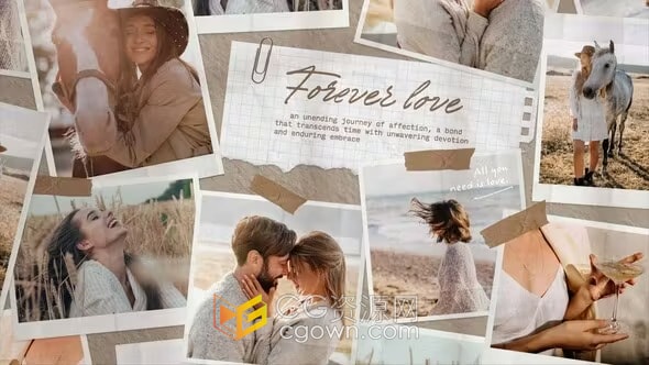 马赛克剪贴簿风格怀旧气息照片拼贴相册视频AE模板