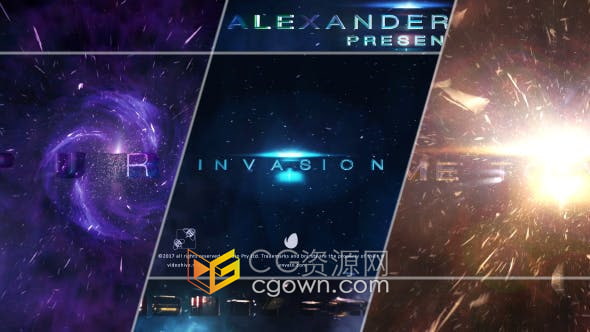 AE模板-动作巨片电影史诗激烈粒子烟雾金属文字动画预告片视频