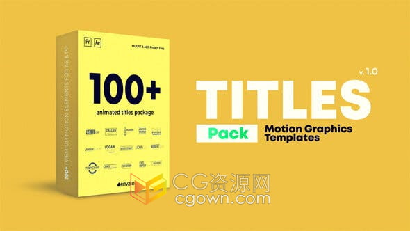 AE/PR模板Lower Thirds Typography 100+视频字幕文字标题动画