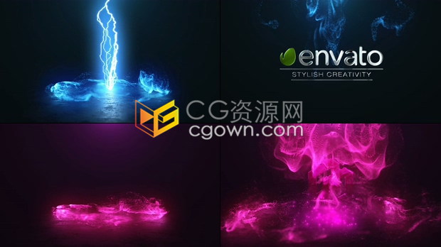 AE模板涡流闪电爆炸粒子动画介绍LOGO标志视频片头