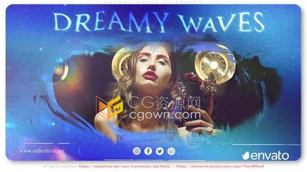 AE模板-粒子波浪和墨滴效果神奇魅力迷人水下幻灯片时尚晚会颁奖视频展示