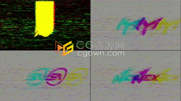 AE模板制作破碎断点毛刺RGB故障特效标志LOGO片头视频