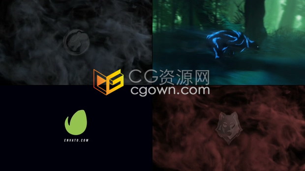 AE模板森林黑豹跑追划痕粒子光效LOGO标志视频动画片头