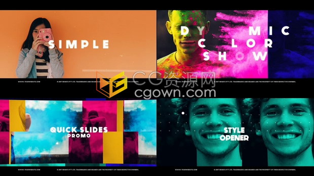 AE模板开场时尚视频短片片头快速分割滑动简介动画图文效果