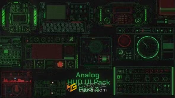AE模板-未来感复古风格赛博朋克用户界面HUD UI元素