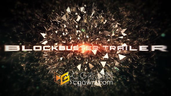 AE模板-3D大片预告片破碎特效金属标题动画电影宣传视频