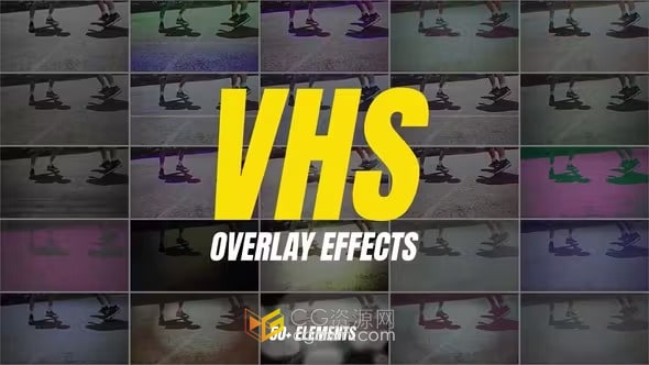 AE模板-VHS叠加效果营造失真噪声色差怀旧和复古氛围