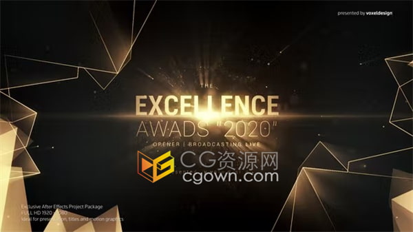 AE模板-大气颁奖典礼电影宣传周年庆晚会包装时装秀活动视频Excellence Awards Opener