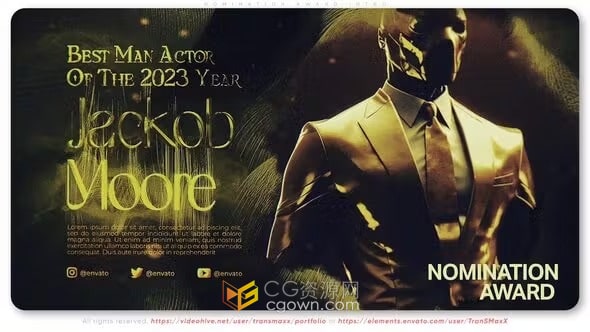 AE模板-金色风格闪耀颁奖典礼开幕式提名奖晚会仪式宣传片