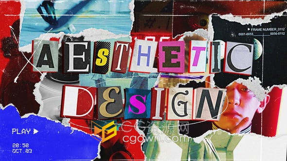 AE模板-美学现代拼贴画涂鸦复古开场视频片头4K分辨率