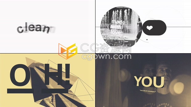 AE模板-现代酷酷的黑白文字动画复古故障效果城市生活嘻哈摇滚体育视频花絮