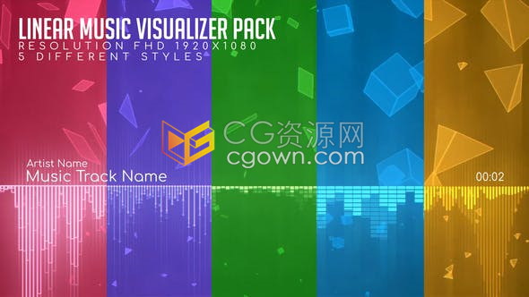 AE模板线性音乐可视化工具包创意酷炫音乐场所唱片店霓虹灯背景动画