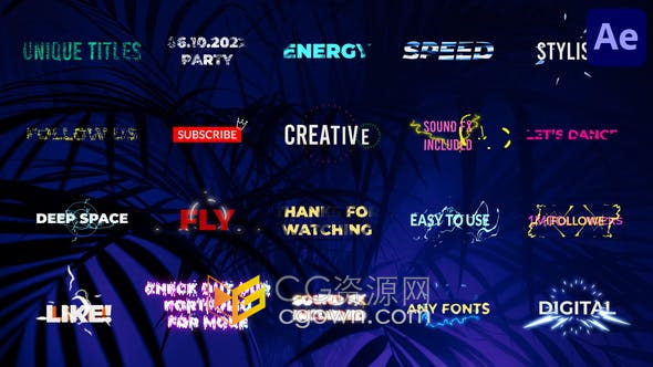 AE模板-20组卡通动画视频字幕动画制作Cartoon Unique Titles