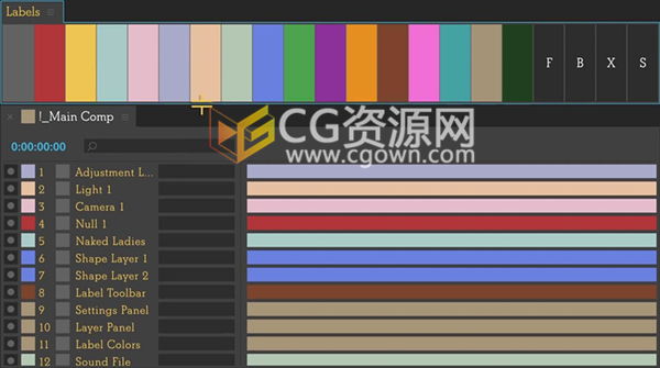 Labels v3.3.2 AE脚本批量管理图层标签颜色工具