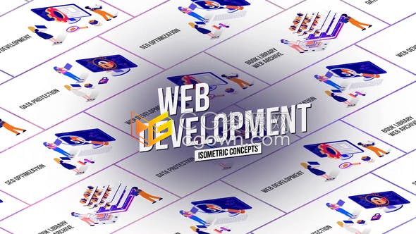 AE模板Web开发技术循环动画3D等距概念MG图形介绍