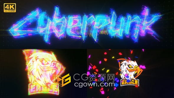 AE模板-彩色网络故障电子竞技视频科技节目广告宣传片头