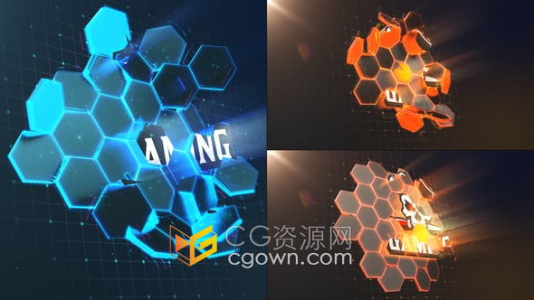 AE模板-3D六边形高科技未来派设计游戏电子竞技介绍LOGO视频片头