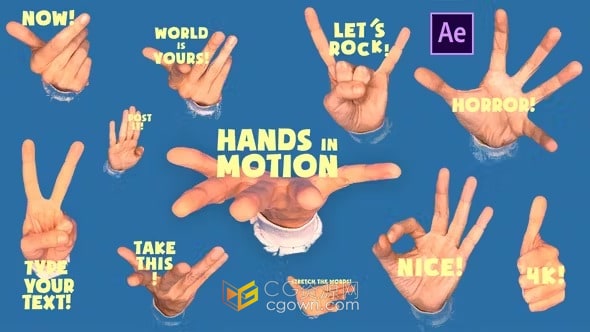 AE模板-4K手势动画文本展示社交媒体标题