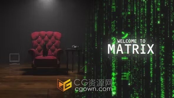 矩阵效果3D场景计算机软件代码技术开场白-AE模板
