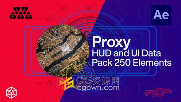 AE模板-250个动画元素HUD和UI数据包图形动画视频效果素材