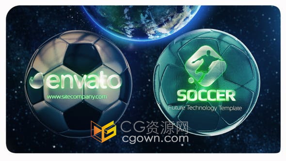 AE模板-3D地球旋转粒子光效动画太空足球LOGO片头视频