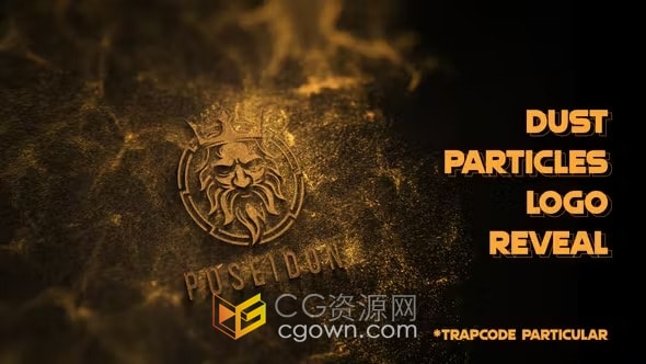 风沙粒子演绎史诗风格金色标志动画-AE模板